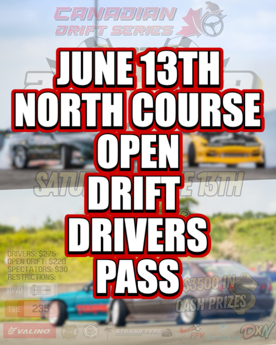 OPEN DRIFT: NORTH COURSE ONLY.      June 13, 2026